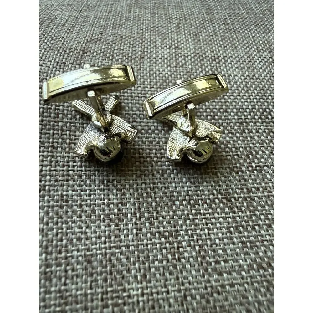 Vintage Figural Bowling Ball and Pins Yellow Gold Plated Cuff Links